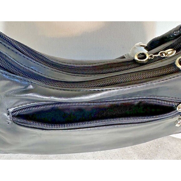 Unbranded Black Studded Shoulder Hobo Vegan Leather Bag Bonus CC Case Pockets - Picture 5 of 16